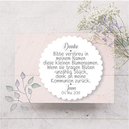 Aufkleber Stickers Etiketten Selbstklebend Danke Blumensamen Taufe