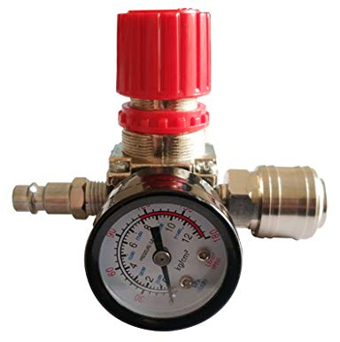 Régulateur de Pression du Compresseur d'air 1/4 Détendeur Pneumatique,Valve de Régulation de Pression Avec Raccord 180psi 12bar(Valve à trois voie)