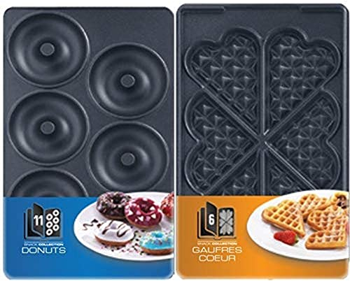 Tefal XA8011 Snack Collection Platte Donuts, Nummer 11 & XA8006 Snack Collection Platte Herzwaffeln, Nummer 6