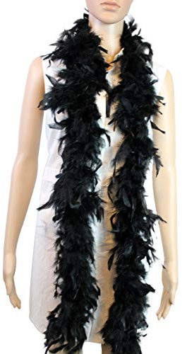 40 Gramm 182,9 cm lang, Truthahn-Chandelle-Federboa, Tanzen, Hochzeiten, Basteln, Partys, Verkleidungen, Halloween-Kostüm-Dekoration (schwarze Farbe)