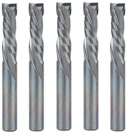 Leloo Lcuihong-Shank 5 stücke 6x22mm Massivhartmetall CNC-Router-Endmill, Kompression Holz Wolfram End Fräser-Werkzeug-Bit, Glatt scharf