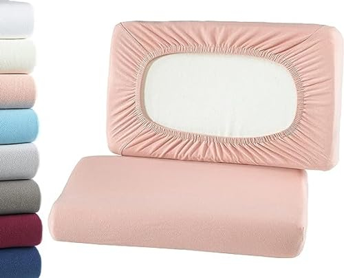 BaSaTex Bio Kissenbezüge Spannbezüge 2er Pack für Nackenkissen und Gesundheitskissen | 97% GOTS-Zertifizierte Baumwolle + 3% Elasthan | ca. 45-60 x 30-40 cm – 20 cm Steg | Altrosa