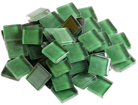 200g Carreaux de Mosaïque Tesselles en Verre,1,5x1,5cm Carré Mosaïque de Pierres Morceaux de Mosaïque en Verre pour Loisirs Créatifs, Décoration(Vert)