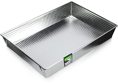 KADAX rechteckige Backform, Backblech in 3 Größen, hohe Blechränder für Kuchen, Toastbrot, Käsekuchen, Brownie, pflegeleichte Kastenform, Wärmeverteilung (36 x 25,5 cm, Silber)