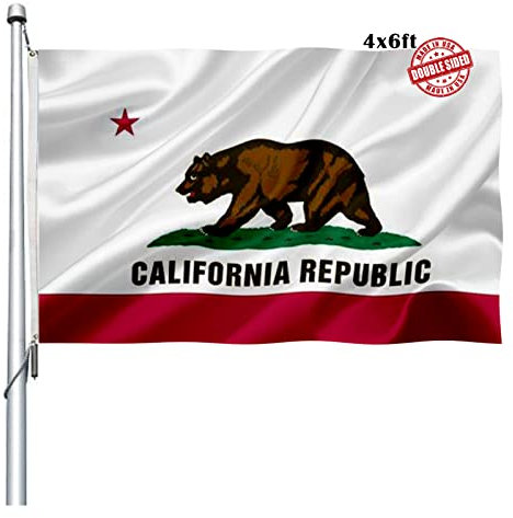 California Flag 4x6 Outdoor Double Sided- Heavy Duty California Republic Cali Bear Sate Flaggen Banner mit 2 Messingösen, 4 Reihen genäht
