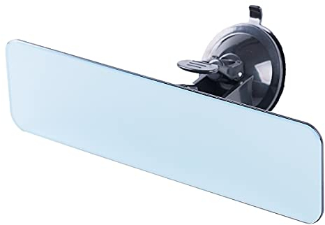 Auto Rückspiegel mit Saugnapf, Universal Panorama konvex Innenspiegel Gebogener Spiegel Innenrückspiegel Rückspiegel Innen für Auto Lkw Pkw Kfz Suv (Blauer Spiegel, Randlos 240mm)
