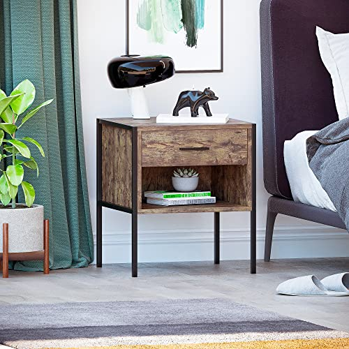Vida Designs Brooklyn Nachttisch, Dunkles Holz, 1 Drawer