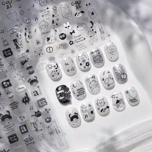 Dedyel Honey Pooh Winnie the Pooh 5D Nail Art Stickers Self Adhesive Cartoon Bear Nail Art Manicure Decoration for Women Men Kids (3 Sheets)