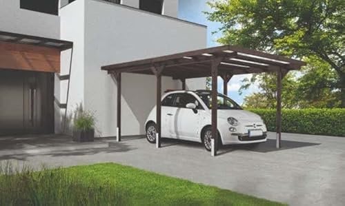 Alpholz Einzelcarport Sizilien aus Holz mit Dacheindeckung 15 m², Unterstand für Auto B 300 x T 502 x H 224 cm, Überdachung Komplettbausatz 85 kg/m3