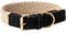 HUGO & HUDSON Luxury Dog Collar, Flat Rope and Leather with Adjustable Metal Buckle, Black 45cm