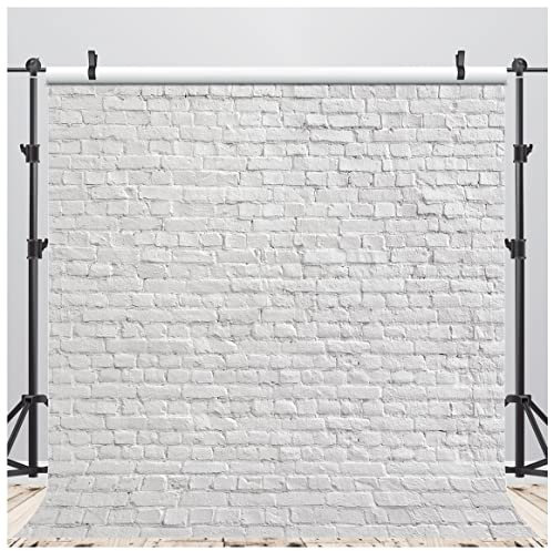 LYWYGG 10x10FT weiße Backsteinmauer Hintergrund Vinyl Hintergrund Büro Hintergrund Backsteinmauer Hintergrund Foto Studio Holzbrett Hintergrund Geburtstagsfeier Hintergrund Wohnkultur CP-313-1010