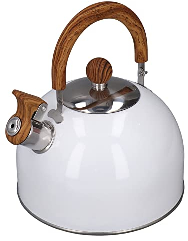 Théière Sifflante De Cuisinière 2,5 L, Bouilloire Sifflante Blanche, Acier Inoxydable 304, Chauffage Rapide, Poignée Ergonomique Anti-chaud, Bouilloire Sifflante Pour Cuisinière Pour la Maison