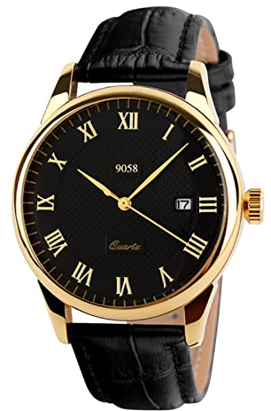 Herren-Armbanduhr, analoge Quarzuhr, Lederband, römische Ziffern, wasserdicht, modisch, Business, Freizeit, Armbanduhr für Herren