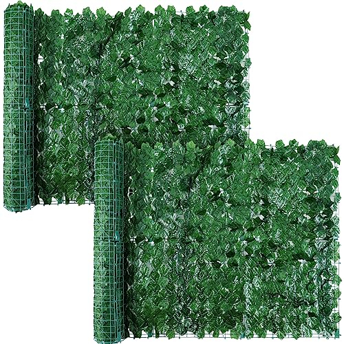 2 Pcs Künstliche Efeu Sichtschutzzaun 39 x 118 Zoll Balkon Sichtschutz Outdoor Sichtschutzzaun Hecken Bildschirm Künstliche Hecken Zaun und Faux Vine Leaf Dekoration für Balkon Garten (Ahornblätter)