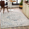 Livabliss Tampa Vintage Teppich groß - Orientalischer Teppich Wohnzimmer 120x170 cm, Esszimmer, Schlafzimmer - Boho Kurzflor Teppiche für einfache Pflege - Blau und Creme