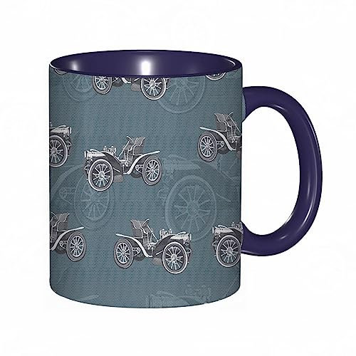 DHAEY Mug porcelaine fine Véhicules classiques de conception de voitures anciennes pour le transport |Mug humour pour collègue, amis, copains, frères et soeurs |Mug original avec