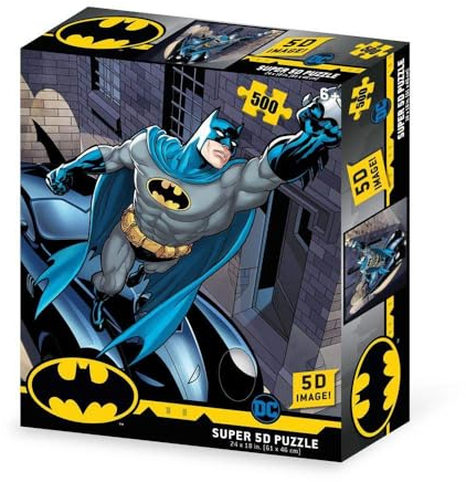 Grandi Giochi PUD01000 DC Comics Batman und das Batmobile horizontale Linsenpuzzle, inklusive 500 Teilen und 3D-Effekt Verpackung-PUD01000