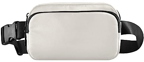 Silber Gürteltaschen Kleine Hüfttasche Unisex Mini Gürteltasche mit verstellbarem Gurt, Weiß
