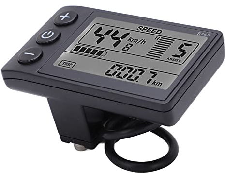 S866 LCD-Anzeige für Elektrofahrräder, 24 V, 36 V, 48 V, E-Bike-Display, Wasserdichtes Fahrrad-Bedienfeld mit Wasserdichtem Stecker, Elektrischer LCD-Fahrrad-Tachometer,