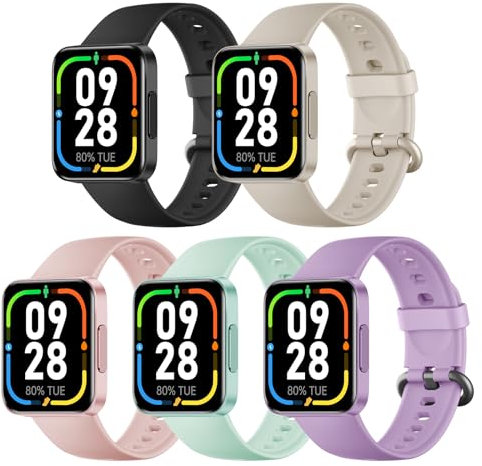 Higgs 5 Pezzi Cinturini Compatibile con Cinturino Redmi Watch Lite 2 /Xiaomi Mi Watch Lite 2 Donna e Uomo, Bracciale Sportivo in Silicone Morbido Traspirante per Cinturino Redmi Watch 2 Lite Galassia