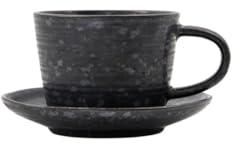 House Doctor Kaffeetasse mit Untertasse, Pion, Schwarz/Braun