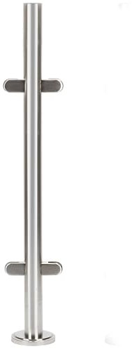 aleawol Postes de balaustrada de acero inoxidable de 110 cm, postes de balaustrada de vidrio con abrazaderas de vidrio y gomas, aterrizaje de escalera para vidrio de 8-12 mm (poste central)