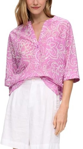 s.Oliver Baumwollbluse mit Fledermausärmeln und floralem All-Over-Print