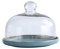 BURLOE Kuchenhaube Keramik Kuchenplatte Glas, Kuchenglocke Ständer Tortenständer Glashaube Lebensmittel Abdeckung Für Hochzeit Geburtstag Party,Blau,Medium