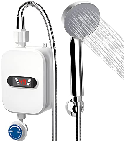 Agua Caliente Ducha 3.5kw Agua Eléctrico Sin Tanque para Ducha Agua Caliente Instantanea Agua Caliente Instantáneo 220 V Ducha Electrica 220v con Pantalla LED Calentador De Agua Electrico