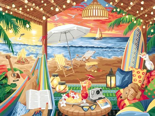 Ravensburger CreArt Gemütliche Strandhütte - Malen nach Zahlen Erwachsene | DIY Malset mit Pinsel und Acrylfarben, 40 x 30 cm, Geschenk für Frauen und Männer