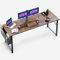ODK Schreibtisch, Computertisch Bürotisch mit Kopfhörer Halter und Aufbewahrungstasche, Arbeitszimmer Holz PC Tisch Officetisch für Home, Office (Braun, 160x55x73.5cm)