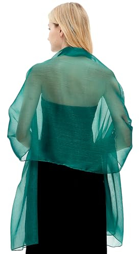 Gragengs Damen Schals und Wraps für Abendkleider Leichte Sheer Crepe Tücher Shimmer Hochzeit Party Stole,Dunkelgrün