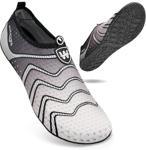 WateLves Water Shoes Barefoot Shoes Mens Women Beach Socks Aqua Swim Swimming sea Pool(Interstellar Grey 4.5/5.5)