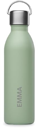 Qwetch - Bouteille Isotherme Active Inox 600ml Personnalisée - Gourde avec Anse Inox Recyclé - 24h Froid et 12h Chaud - Etanche, Sans BPA & Compacte (Vert Tilleul)