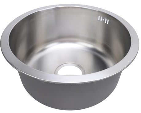 Fregadero de Cocina Redondo de Acero Inoxidable, Lavabo de un Cuenco, Fregadero para RV de 16,5 Pulgadas, Fregadero de Preparación de Barra para Cocina, Baño, Barco (Cepillado)