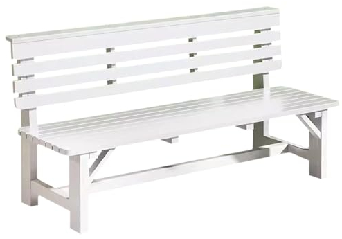 ZPRYZHD Gartenbank Wetterfest, Gartenmöbelbank mit Rückenlehne, Geeignet für Parks, Terrassen, Decks, Rasenflächen, Allwetter-Parkbank, Gartenbank Ohne Armlehne(White,150 cm/59.1 inches.)