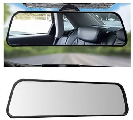 Adunsiaoto Innenspiegel Auto Mit Weiß Flacher Glas Large Vision, Auto-Rückspiegel Weitwinke Saugnapf, Universal Innenspiegel Für Auto Suv, Universal Auto-Panorama Rückspiegel weitwinkel(60x240mm)