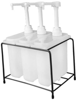 FytStycale Coffee Syrup Dispenser Condiment Pump Honey Jar Container Sauce Pump Dispenser Condiment Rail for Food Trucks Food Service, 1L 3 Bottle