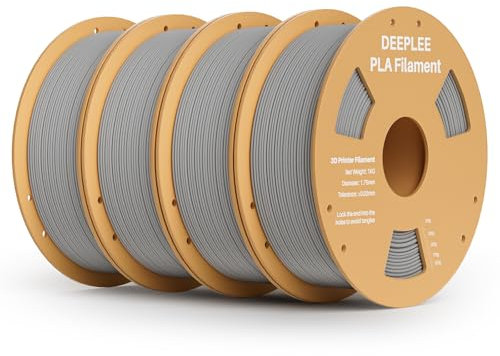 DEEPLEE PLA Filament 1.75mm, 3D Drucker Filament 4kg (1KG/Spool), Maßgenauigkeit +/- 0,02 mm, Filament 3D-Druckmaterialien, Grau