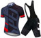 VeloZenith Herren Fahrradtrikot Set schnell trocknendes Radtrikot kurzarm mit Sitzpolster atmungsaktives Shirt + Trägerhose/Radlerhose für Radsport S-2XL,Schwarzgrau mit Träger,L