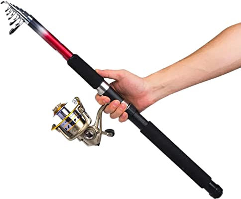 Teleskopangel Angelruten Ultraleichte und ultraharte Angelrute. Klassische, ultraharte, verstellbare Fiberglas-Langstrecken-Gussrute. Angelausrüstungsset, Gürtel, Metall-Angelrad zum Angeln in Salzwas
