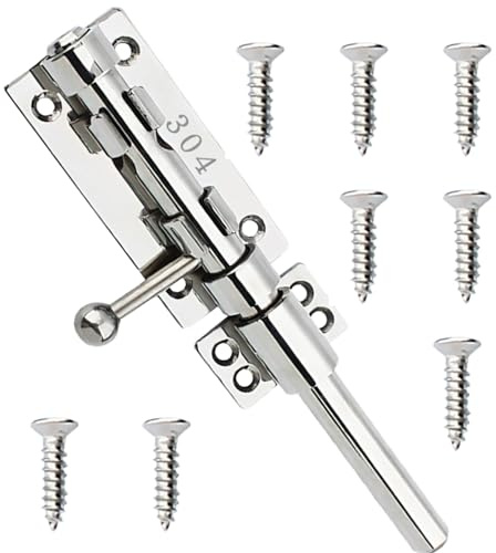 GisWell Chiavistello scorrevole per porta in acciaio inox 304, con 8 viti, robusto, ispessito, per porta fienile, recinzione, capannone, cantina, 20 cm