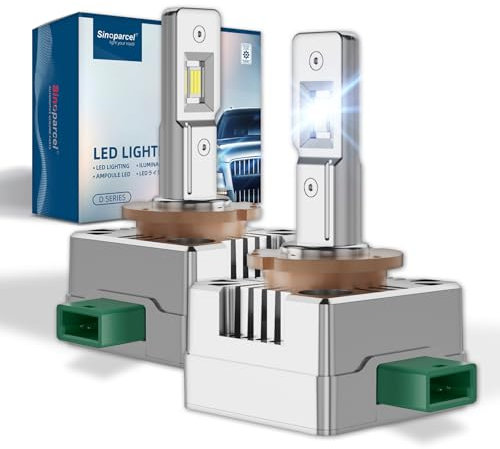 Sinoparcel D3S LED Bulbs for Car Headlight, 35W 6000K, 380% Brighter D3R High/Low Beam for Stock Xenon Replacement, for HID Conversion Kit, IP67, Pack of 2