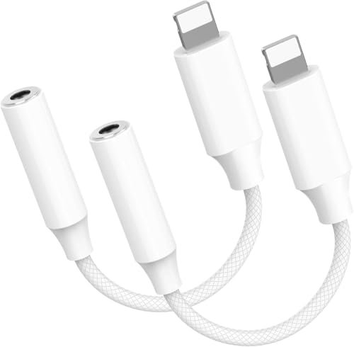 Oliveria iPhone Adapter Kopfhörer, 2 Pack Adapter iPhone Kopfhörer, Kopfhörer Adapter iPhone, iPhone Kopfhörer Adapter, iPhone Aux Adapter für iPhone 14/13/12/11 Pro/X/XS Max/XR/8/7