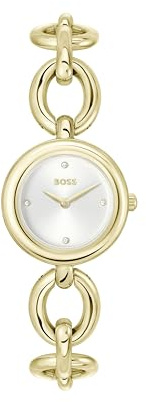 BOSS Three Hand Quartz Movement Watch for Women Live Collection with Light Yellow Gold Stainless Steel Bracelet - 1502792