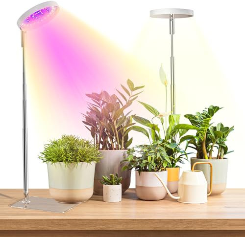 YUYMIKA 48 LED Lampe pour plantes de bureau, Growlight, 6000 K Lampe pour plantes d'intérieur avec minuterie 3/9/12H, 10 niveaux de luminosité, 3 modes d'éclairage (Blanc-2PCS)
