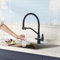 LakeBayMZC 3 Wege Wasserhahn Küche,3 in 1 Mischbatterie für Wasserfilter,Trinkwasserhahn mit 2 Hebel,360°Drehbar Küchenarmatur,Drei Wege Armatur Küche aus SUS 304 Edelstahl,Schwarz Matt