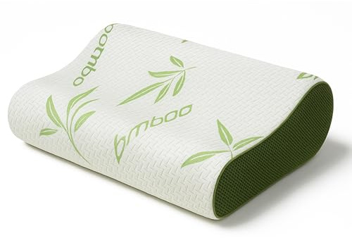 Rohi Bamboo Memory Foam Pillow – Cervical Orthopedic Neck Support Pillows – Breathable & Hypoallergenic – Soft Supportive Bamboo Side Sleeper Pillow for Neck and Shoulder Pain Small (50cm x 30cm)