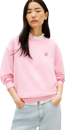 Tommy Hilfiger Women's Th Script Reg Sweatshirt WW0WW48724, PINK, XL