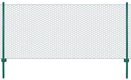 Sophrelle Clôture en Grillage métallique avec poteaux Acier 25x0,5 m Vert,Panneaux de clôture,8.98kg-144613